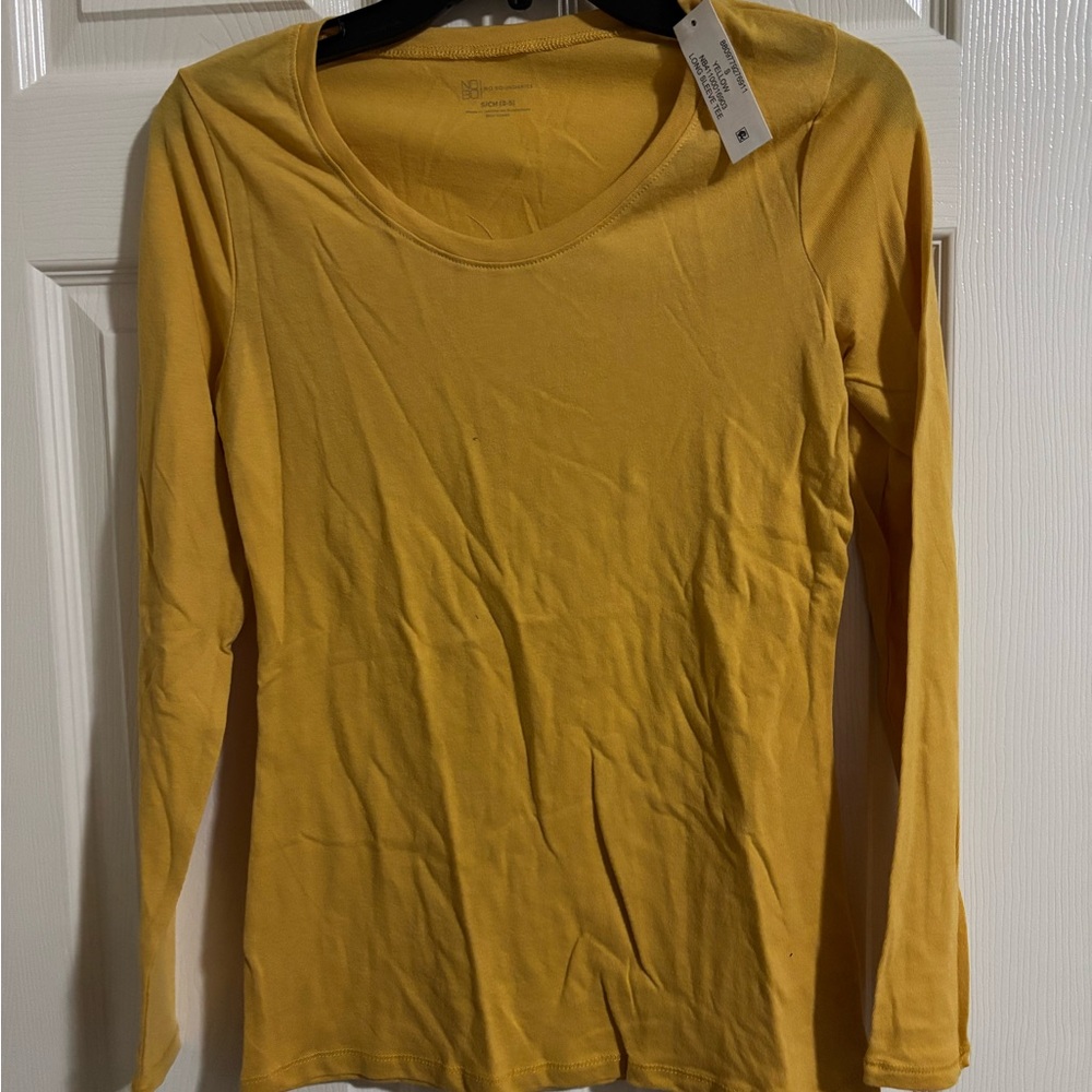 No Boundaries Mustard Yellow Long-Sleeve Scoop Neck Top